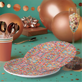 Mostly pink floral pattern design paper plate