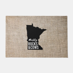 Mostly Rocks and Cows Funny Minnesota Doormat