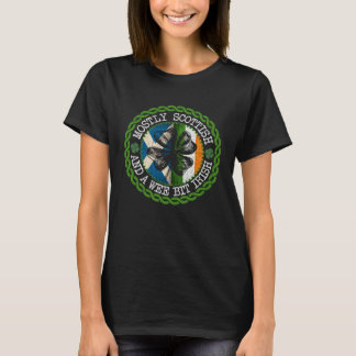 Mostly Scottish And A Wee Bit Irish Shamrock Flag T-Shirt