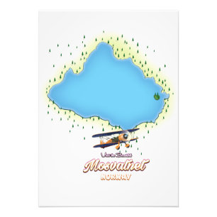 Mosvatnet Norway lake map art print. Photo Print
