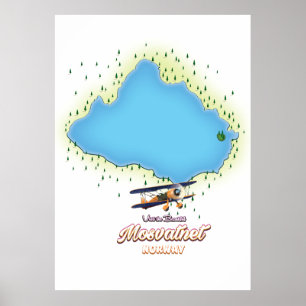 Mosvatnet Norway lake map art print. Poster