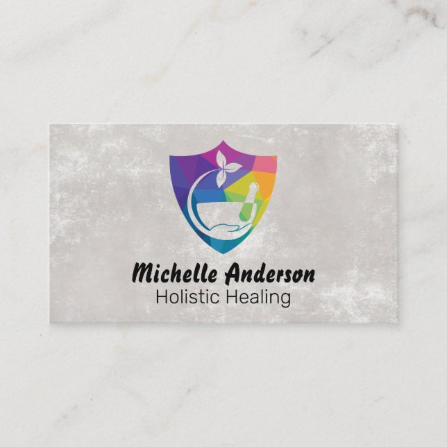 Motar Pestle Medicine Logo | Holistic Healing Logo Business Card (Front)