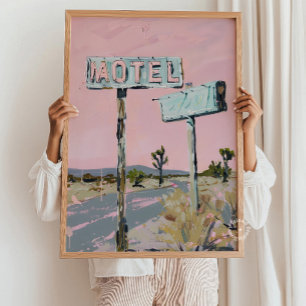 Motel Sign Desert Road Poster Print