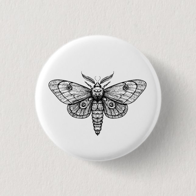 Moth  3 cm round badge (Front)