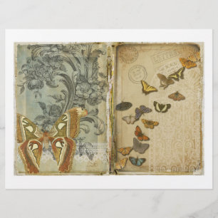 Moth and Butterfly Junk Journal Scrapbook Paper