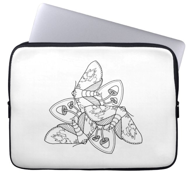 Moth and Mushroom Laptop Sleeve 10 inch (Front)