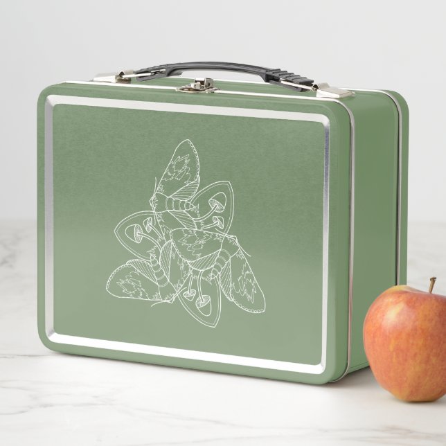 Moth and Mushroom Metal Lunchbox (In Situ)