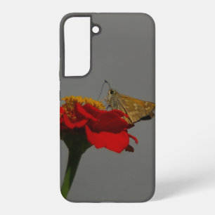 Moth and Red Zinnia Samsung Galaxy Case