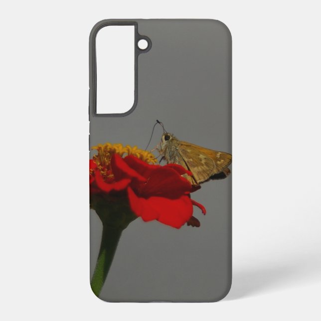 Moth and Red Zinnia Samsung Galaxy S22+ Case (Back)