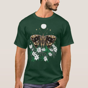 Moth at Night with Anemone Dark Spring Butterfly w T-Shirt