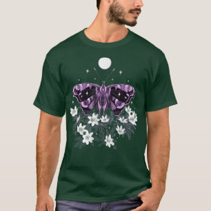 Moth at Night with Anemone Dark Spring Butterfly w T-Shirt