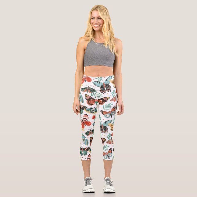 Moth Butterfly  Capri Leggings (Front)