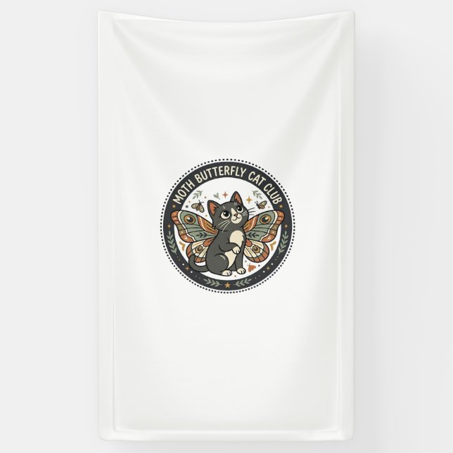 Moth Butterfly Cat POD Vector Art - Moth Butterfly Banner (Vertical)