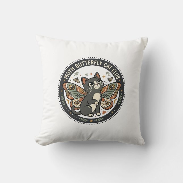 Moth Butterfly Cat POD Vector Art - Moth Butterfly Cushion (Front)