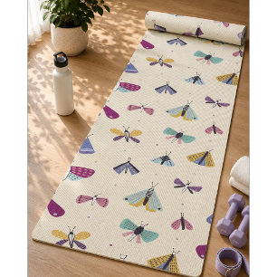 Moth Butterfly colourful Pattern Yoga Mat