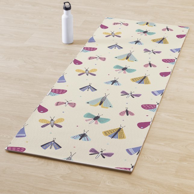 Moth Butterfly colourful Pattern Yoga Mat (In Situ)