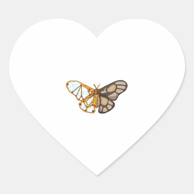 Moth Butterfly Dragonfly Insect Heart Sticker (Front)