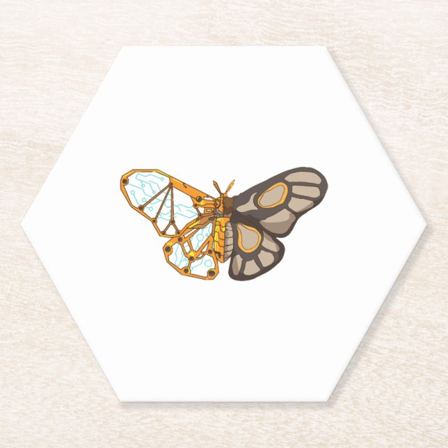 Moth Butterfly Dragonfly Insect Paper Coaster (Front)
