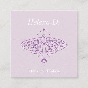 Moth Butterfly Moon Phase Reiki Practitioner Yoga  Square Business Card
