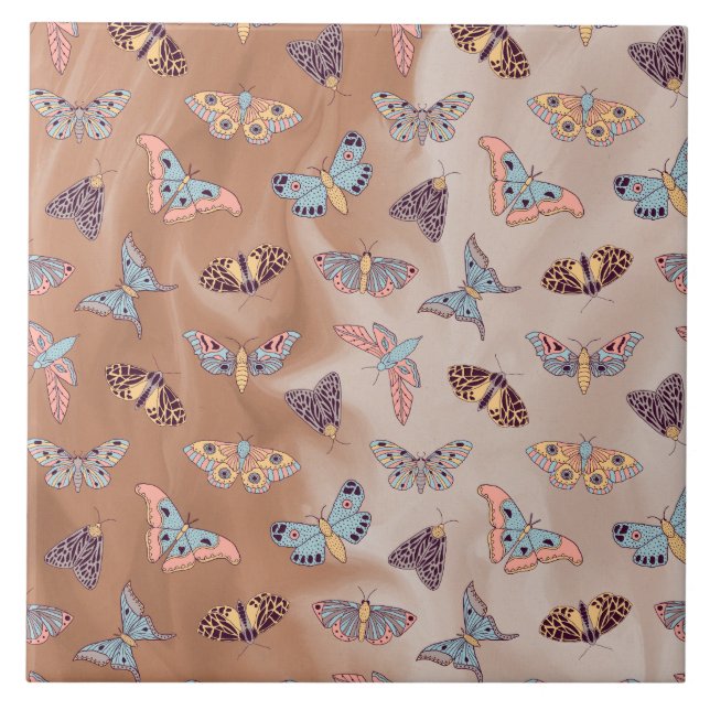 Moth Butterfly Pattern Ceramic Tile (Front)