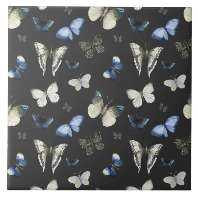 Moth Butterfly Pattern Ceramic Tile (Front)