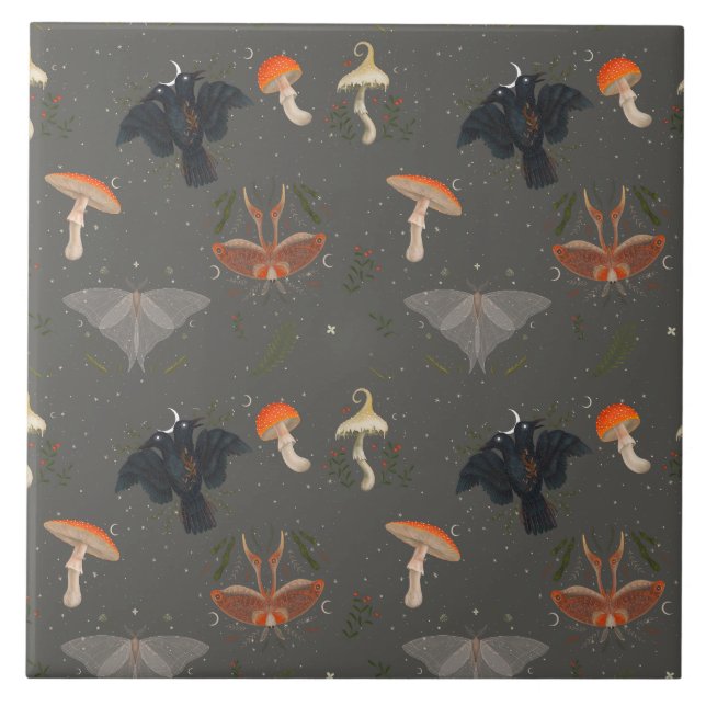  moth butterfly pattern ceramic tile (Front)