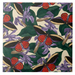 Moth Butterfly Pattern Ceramic Tile