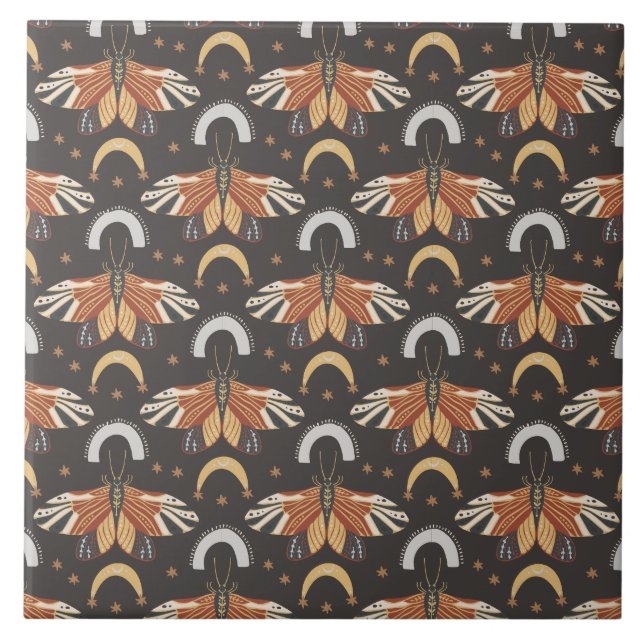 Moth Butterfly Pattern Ceramic Tile (Front)