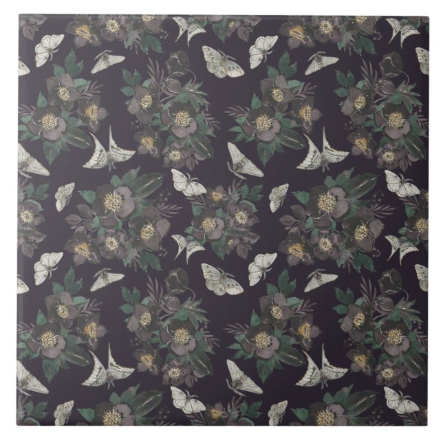  moth butterfly pattern ceramic tile (Front)