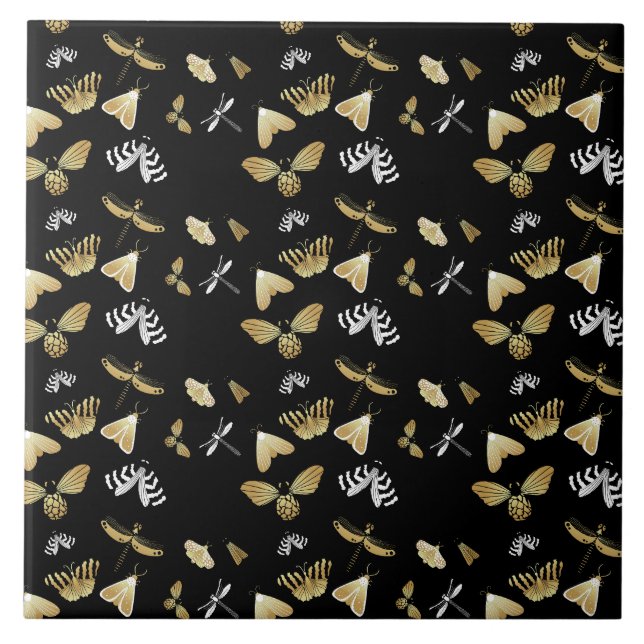 Moth Butterfly Pattern Ceramic Tile (Front)