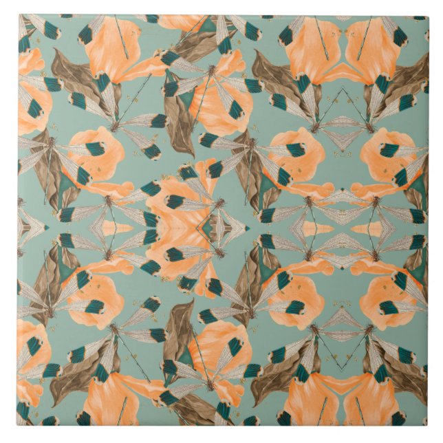 Moth Butterfly Pattern Ceramic Tile (Front)