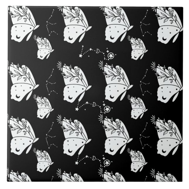 Moth Butterfly Pattern Ceramic Tile (Front)