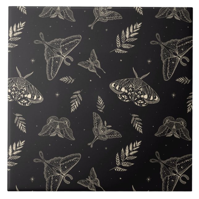 Moth Butterfly Pattern Ceramic Tile (Front)