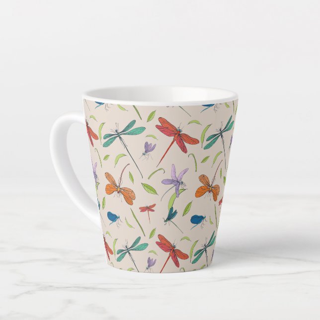 Moth Butterfly Pattern Latte Mug (Left Angle)
