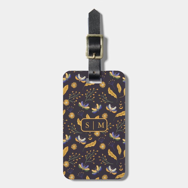 Moth Butterfly pattern  Luggage Tag (Front Vertical)