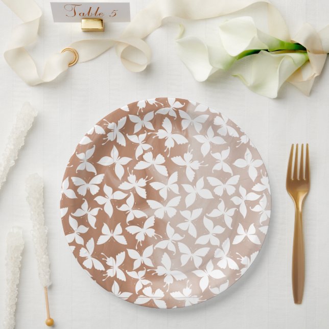 Moth Butterfly Pattern Paper Plate (Wedding)