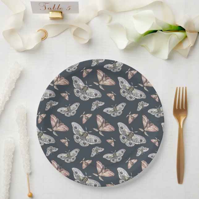 Moth Butterfly Pattern Paper Plate (Wedding)