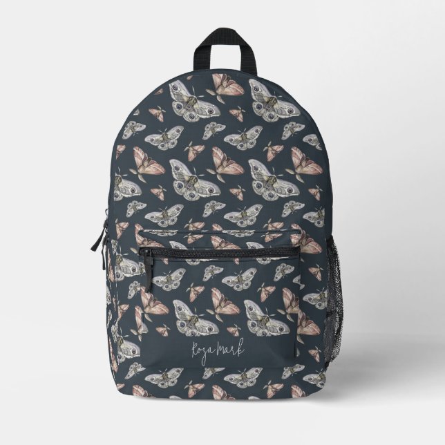 Moth Butterfly Pattern Printed Backpack (Front)