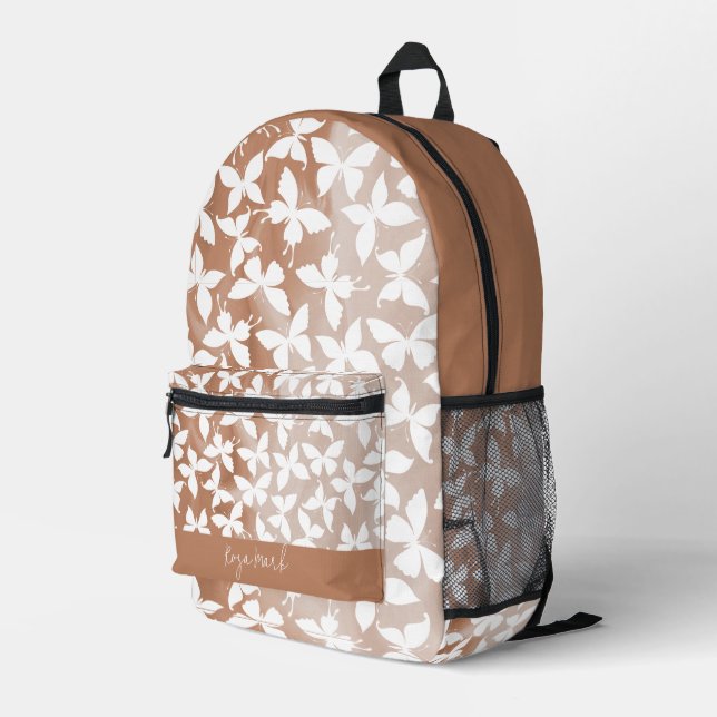 Moth Butterfly Pattern Printed Backpack (Back Corner Right)