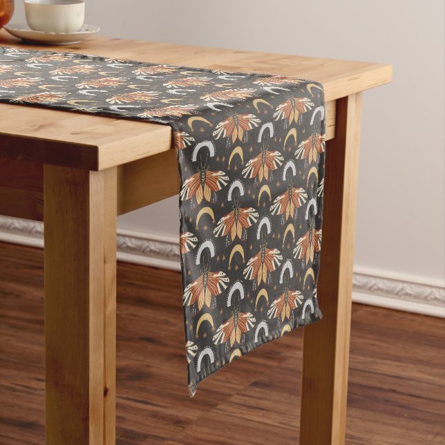Moth Butterfly Pattern Short Table Runner (In Situ)