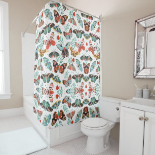 Moth Butterfly Pattern Shower Curtain