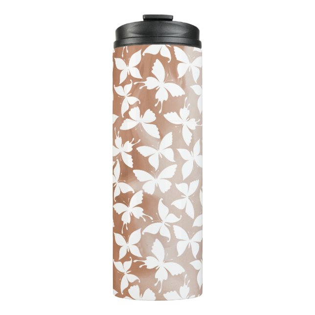 Moth Butterfly Pattern Thermal Tumbler (Front)