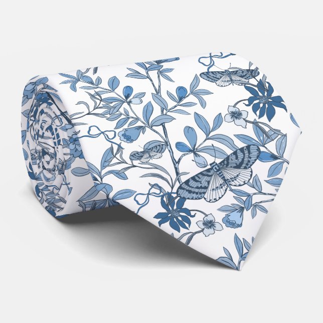 Moth Butterfly Pattern Tie (Rolled)