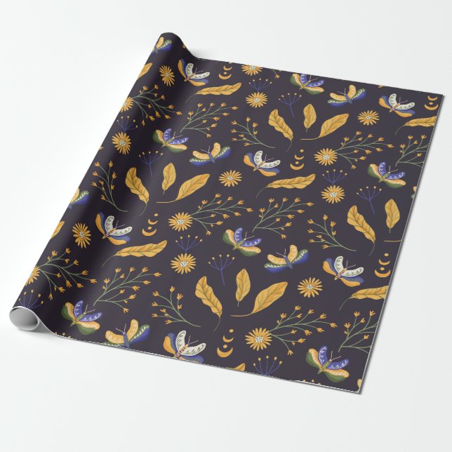 Moth Butterfly  Wrapping Paper (Unrolled)