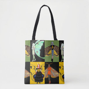 Moth fairies fairy print tote bag