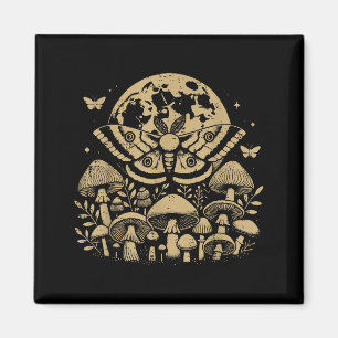 Moth Full Moon Mushroom Boho Aesthetic Occult Men  Magnet