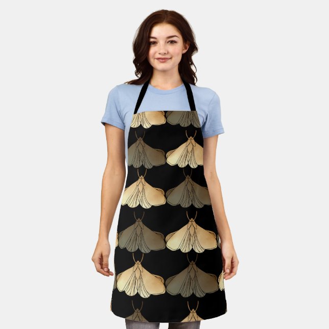 Moth in gold pattern apron (Worn)