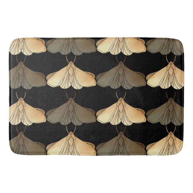 Moth in gold pattern bath mat (Front)