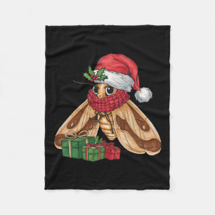 Moth Lover Xmas Holiday Santa Moth Christmas Fleece Blanket