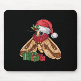 Moth Lover Xmas Holiday Santa Moth Christmas Mouse Pad
